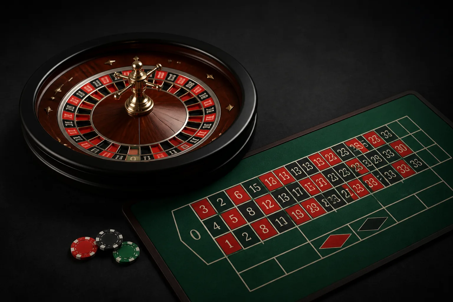 Rueda y tapete de ruleta online de un solo cero