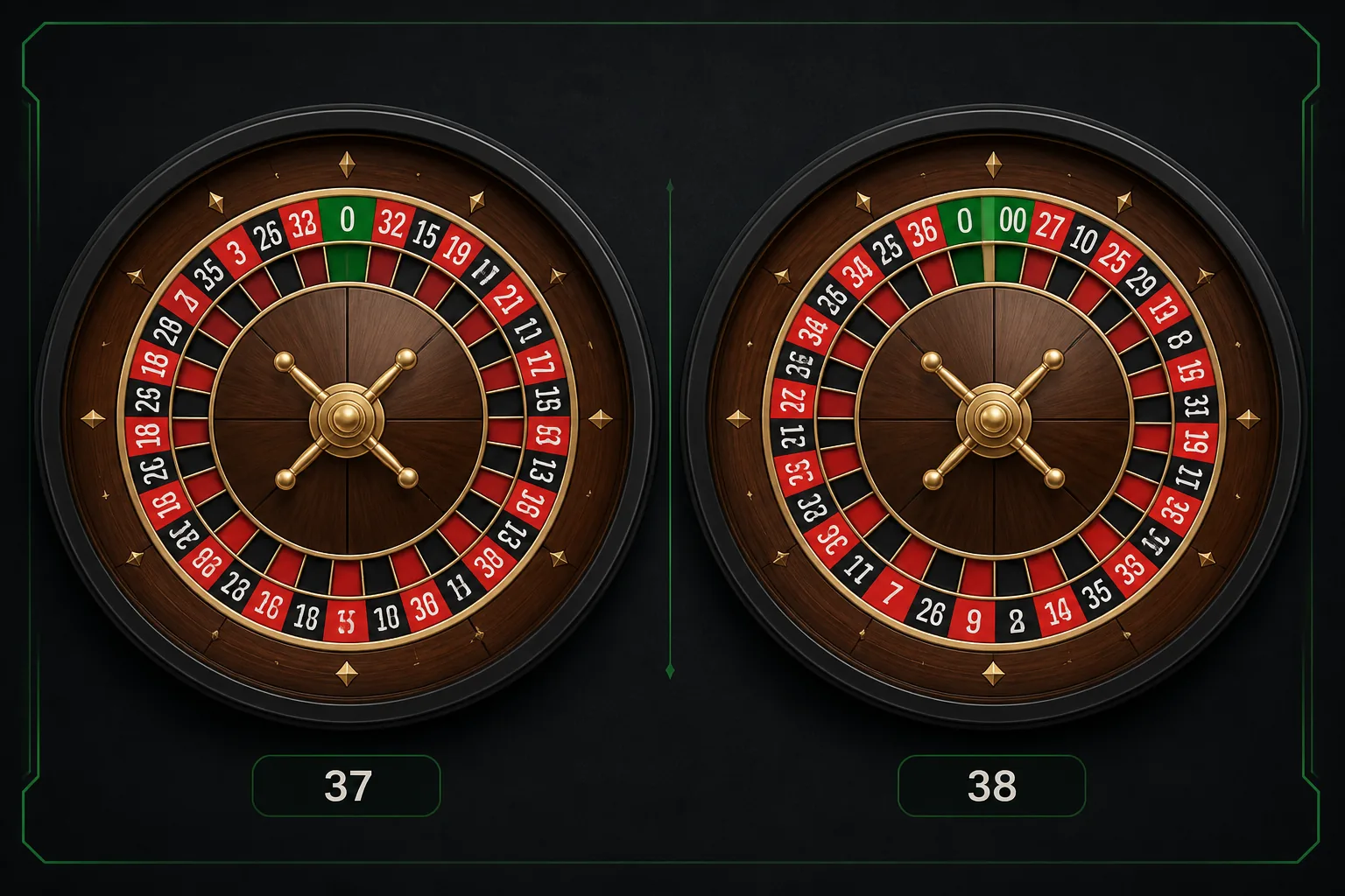 Comparación entre ruleta de un cero y ruleta de doble cero