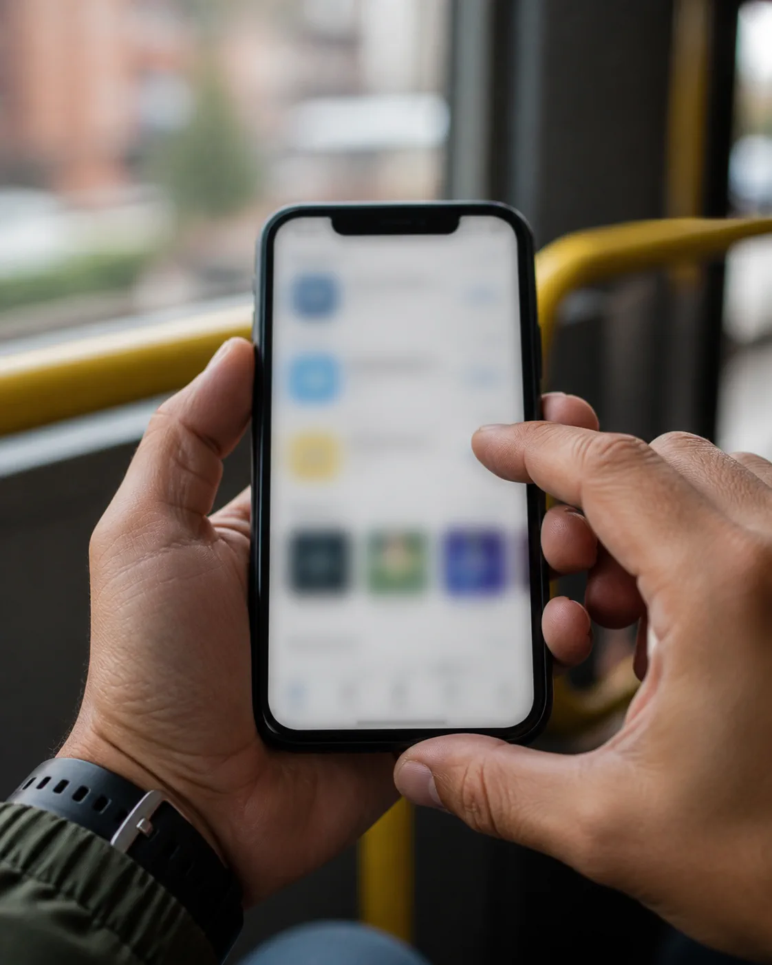 Persona adulta verifica la procedencia de una aplicación antes de instalarla en su teléfono