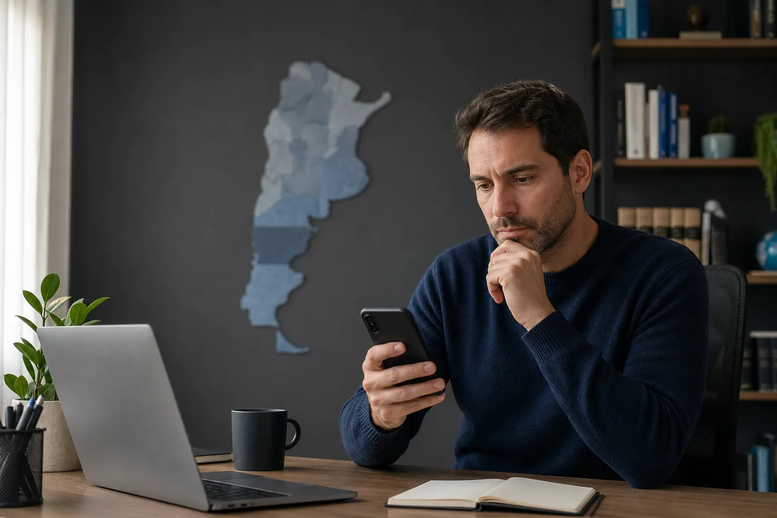 Persona adulta revisando la disponibilidad provincial de una plataforma de juego online en Argentina
