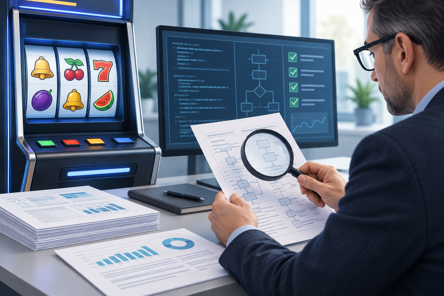 Revisión técnica de una tragamonedas y su informe de certificación