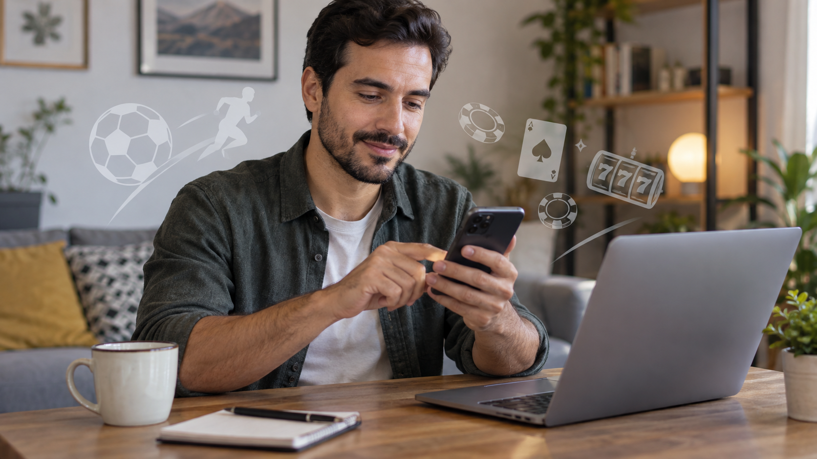 Uso móvil de una plataforma de apuestas y casino online por una persona adulta