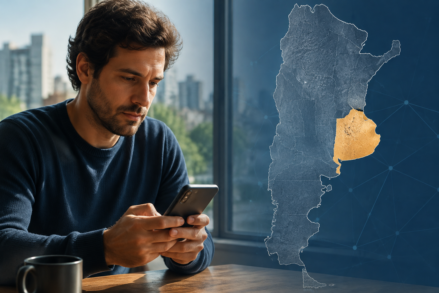 Persona adulta comprobando la jurisdicción de una plataforma de juego online en Argentina