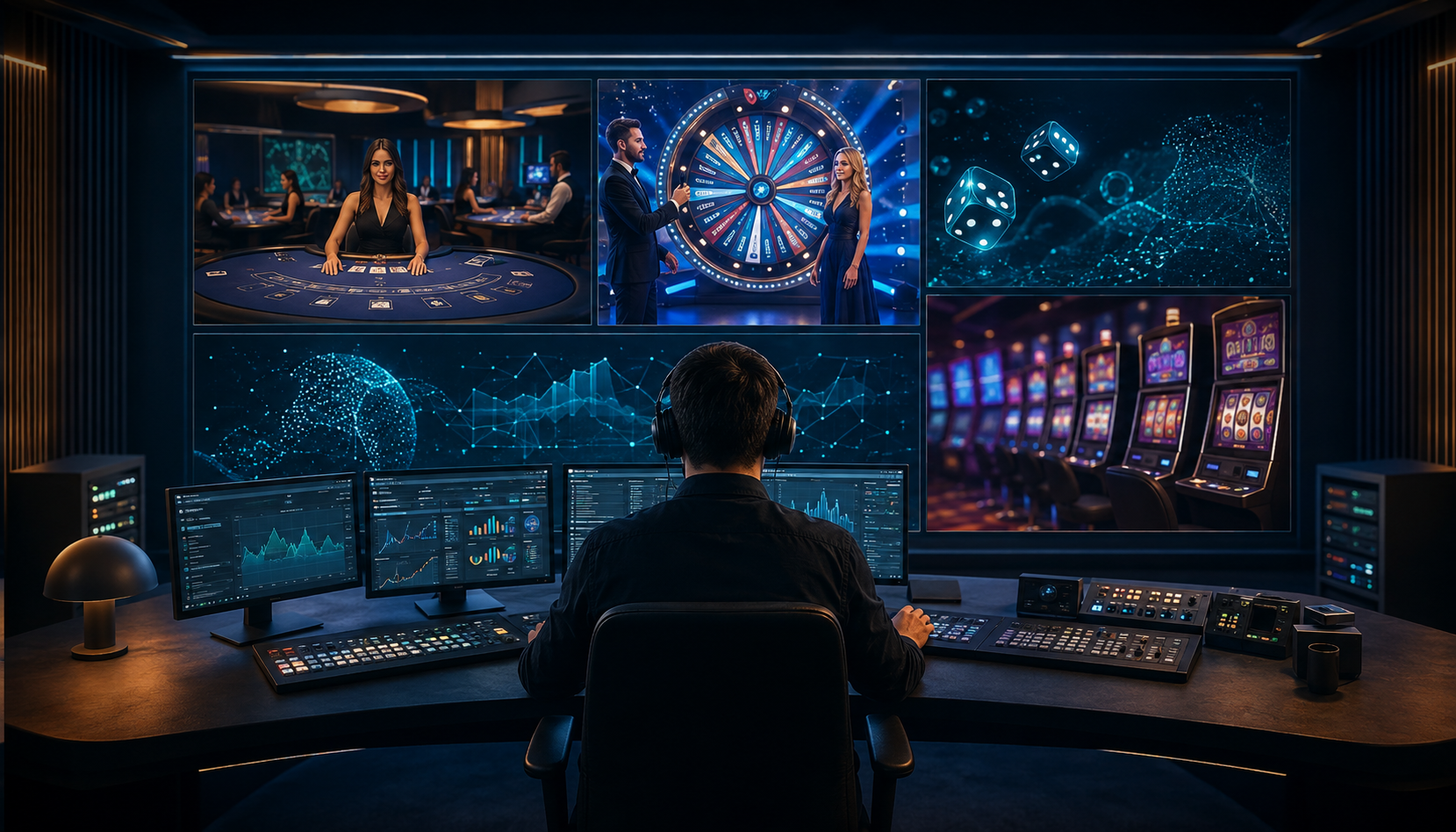 Centro editorial que muestra las áreas de contenido de un proveedor de juegos de casino