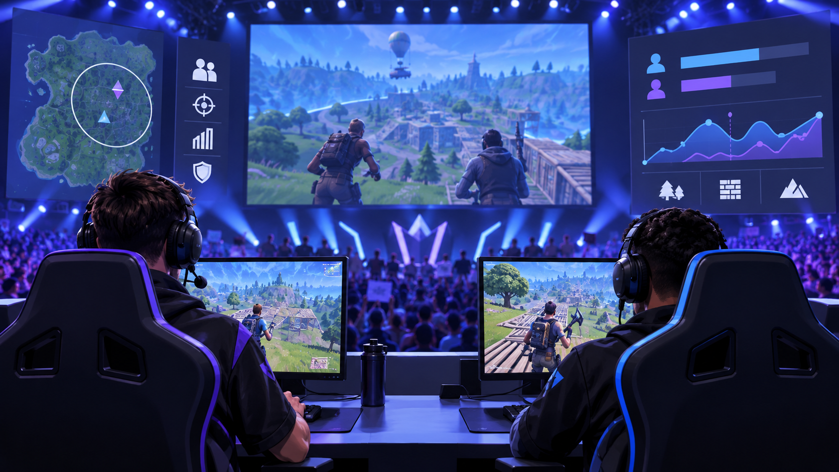 Competición de Fortnite Battle Royale con marcador de puntos