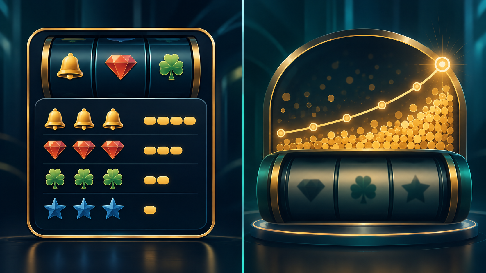 Comparación visual entre un jackpot fijo con multiplicadores y un jackpot progresivo