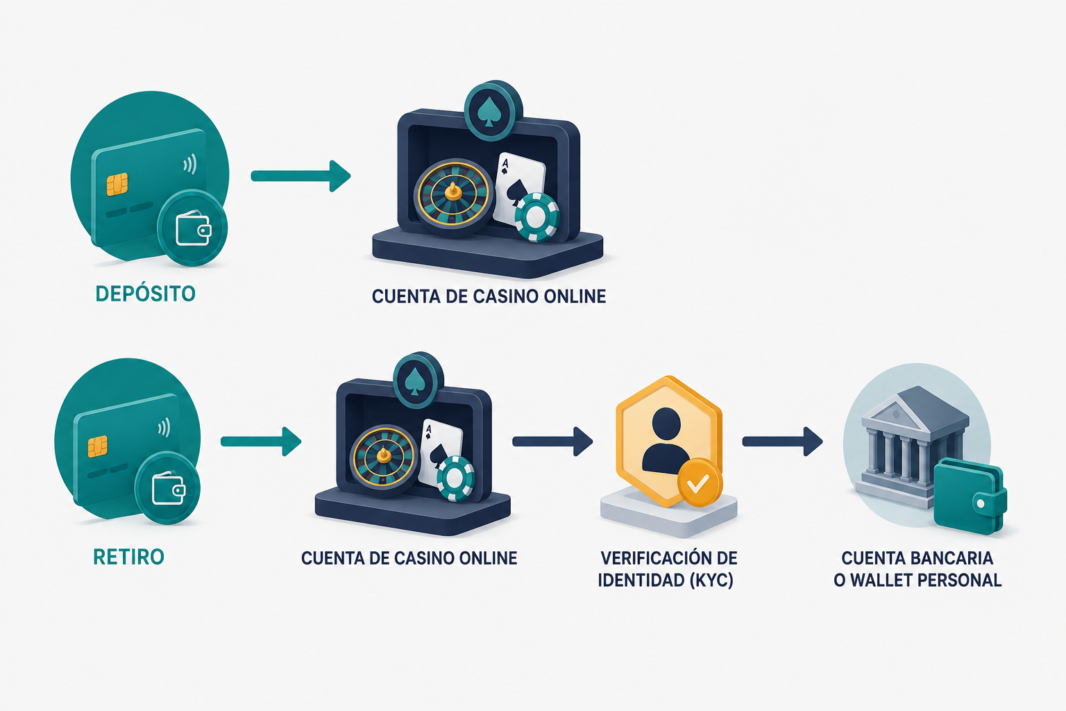 Flujo separado de depósito y retirada con un método prepago