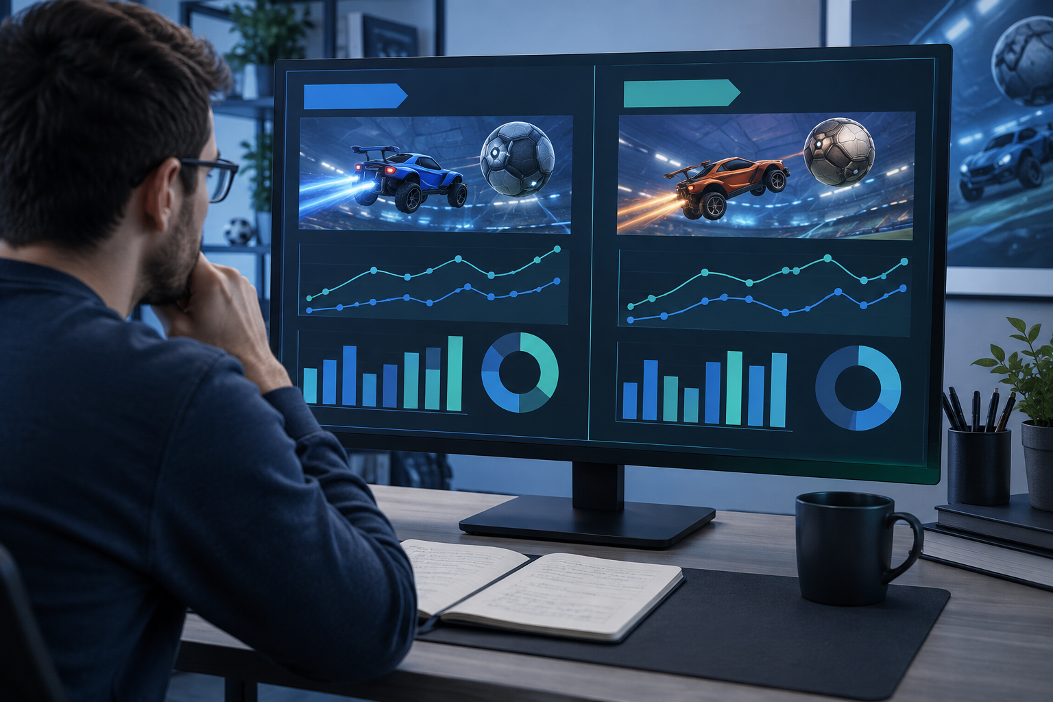 Comparación visual de datos de Rocket League entre versiones del juego