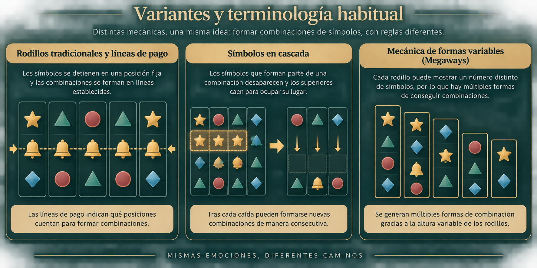 Comparación visual de mecánicas en tragamonedas egipcias