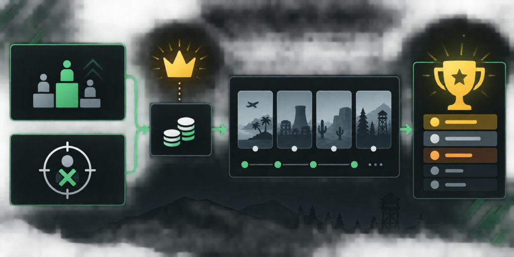Diagrama de puntos de posición y eliminaciones en una competición de Free Fire