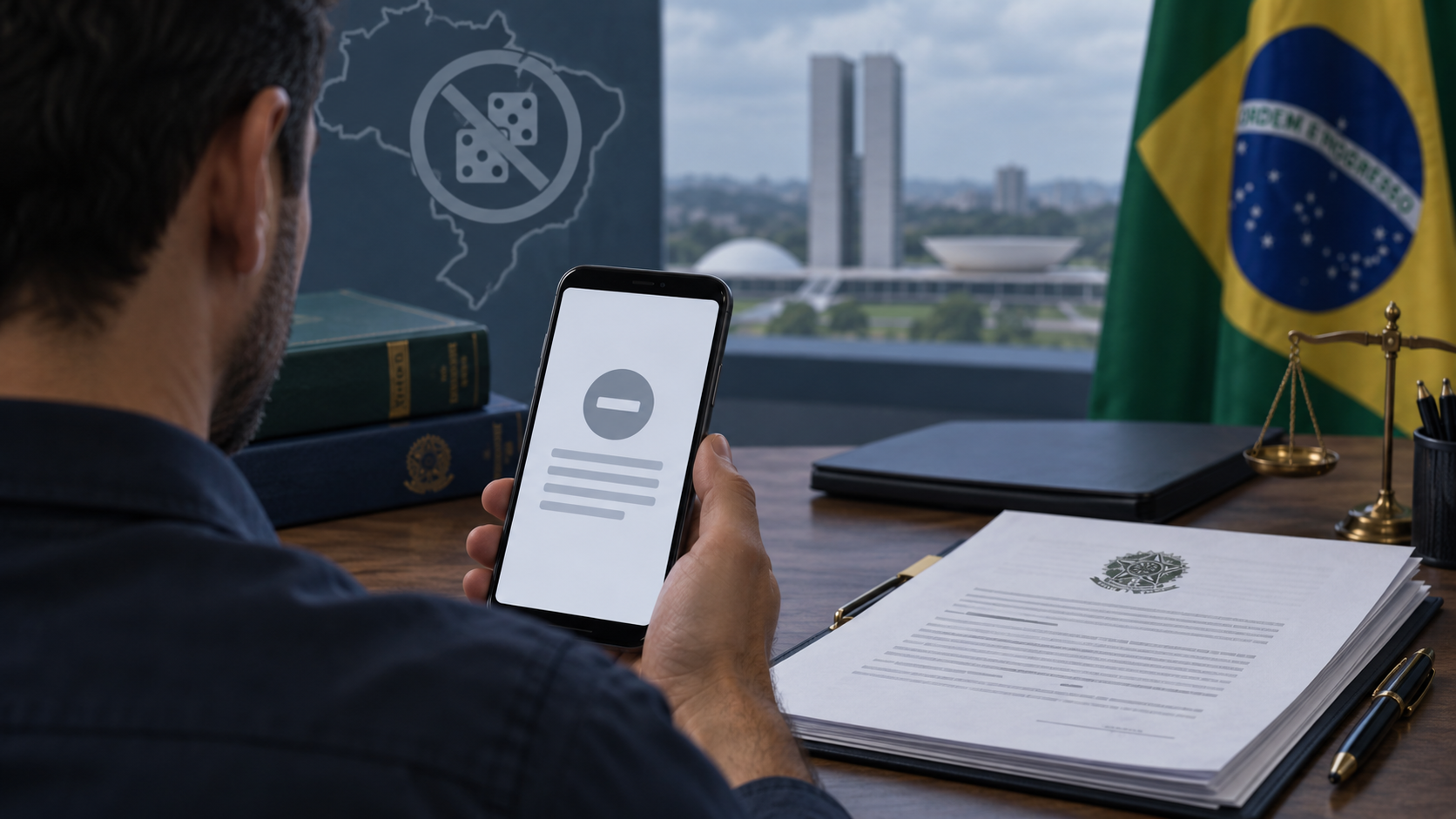 Persona adulta revisando el cierre de apuestas online en Brasil